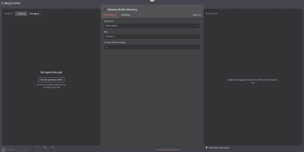 n8n ai agents window memory block options